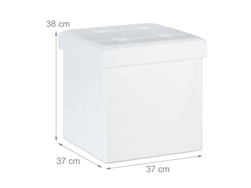  Pouf de rangement pliable pratique salon 38 x 37 x 37 cm assise confortable en similicuir noir 13_0010125  - Conforama B