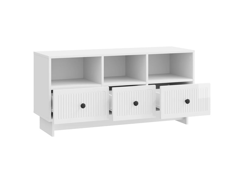  Meuble tv - banc tv - meuble de rangement blanc brillant 102 x 34,5 x 50 cm bois d'ingénierie  - Conforama D