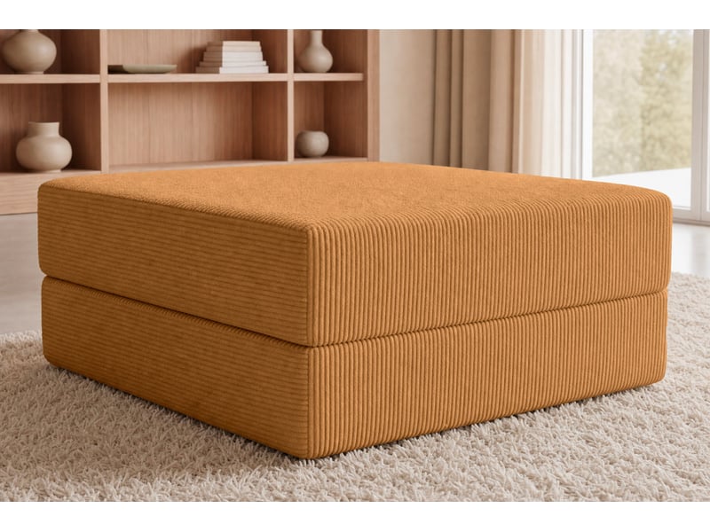  Cosima - pouf en petit velours côtelé moutarde 100x80x34  - Conforama E