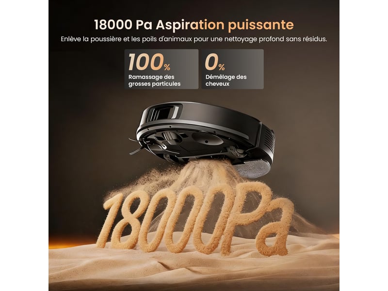 Aspirateur robot aspirant et lavant Proscenic QO20 Plus/18000Pa/ sans sac/4L - connectée Navigation laser