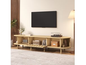 Meuble tv coloris bois clair 180 cm <strong>MODFU</strong>  <strong></strong>