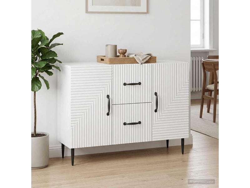  Buffet - bahut - meuble de rangement blanc brillant 89 x 34,5 x 60 cm bois d'ingénierie  - Conforama D