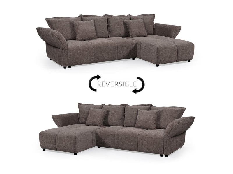  Canapé d'angle convertible réversible en velours tissé marron beline SF771-ANG-MARR - Conforama D
