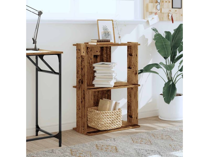  Bibliothèque à 3 niveaux, armoire à livres vieux bois 60x30x80 cm bois ingénierie  - Conforama C