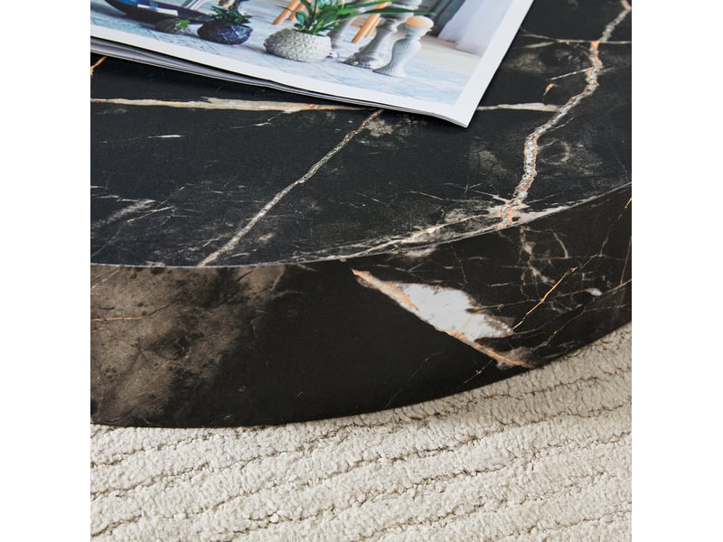  Table basse ronde à deux niveaux 90x70x44 cm en mdf blanc et noir  - Conforama D