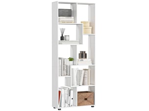 Bibliothèque étagère zig zag design contemporain 70l x 24l x 178h cm panneaux particules blanc