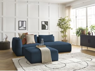 Canapé droit fixe BOBOCHIC LEOPOLD 4 places Velours bleu