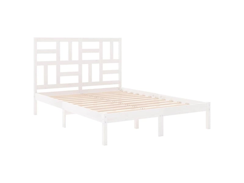 Lit double- lit adulte - cadre de lit sans matelas blanc bois massif 140x190 cm - Conforama C