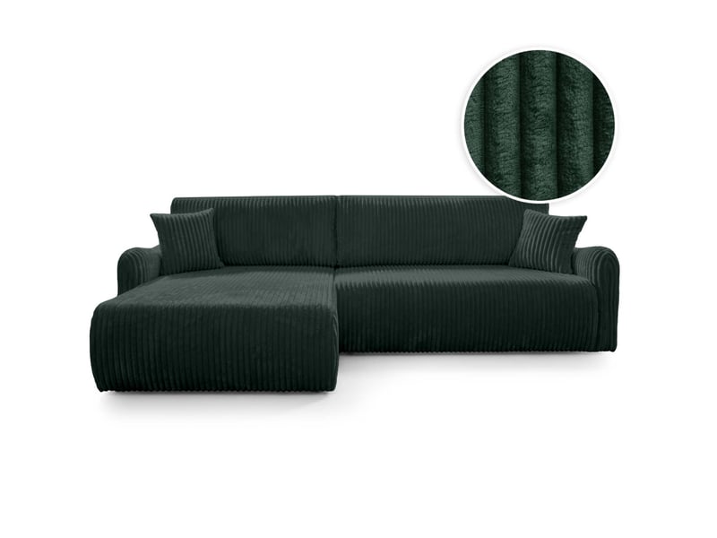  Apoline - canapé d'angle réversible convertible 4 places avec coffre en velours côtelé épais  - Conforama A