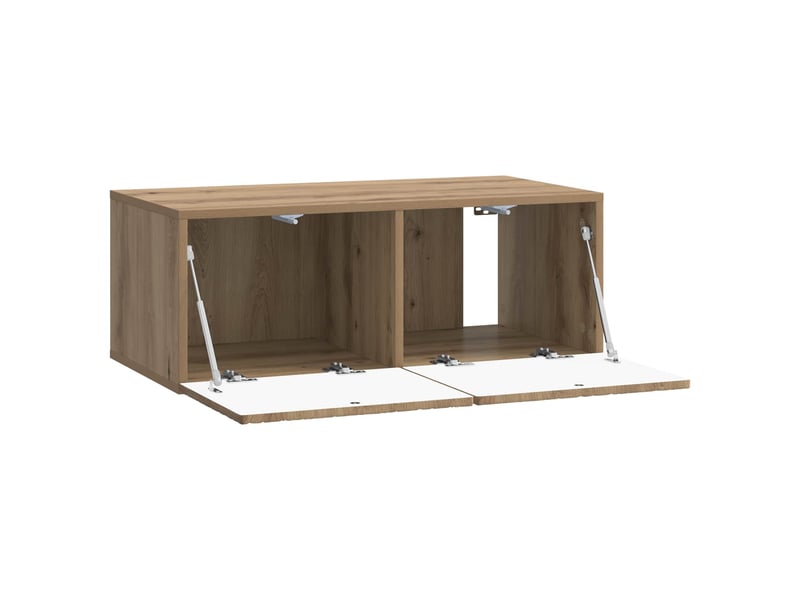  Meuble tv - banc tv - meuble de rangement mural 98 x 31 cm chêne artisanal bois d'ingénierie  - Conforama D