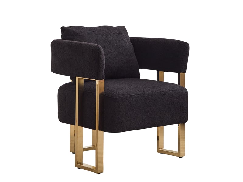  Fauteuil 1 place 68x68x70 cm noir en velours, assise rembourrée pour le salon ou la chambre et le bureau  - Conforama A