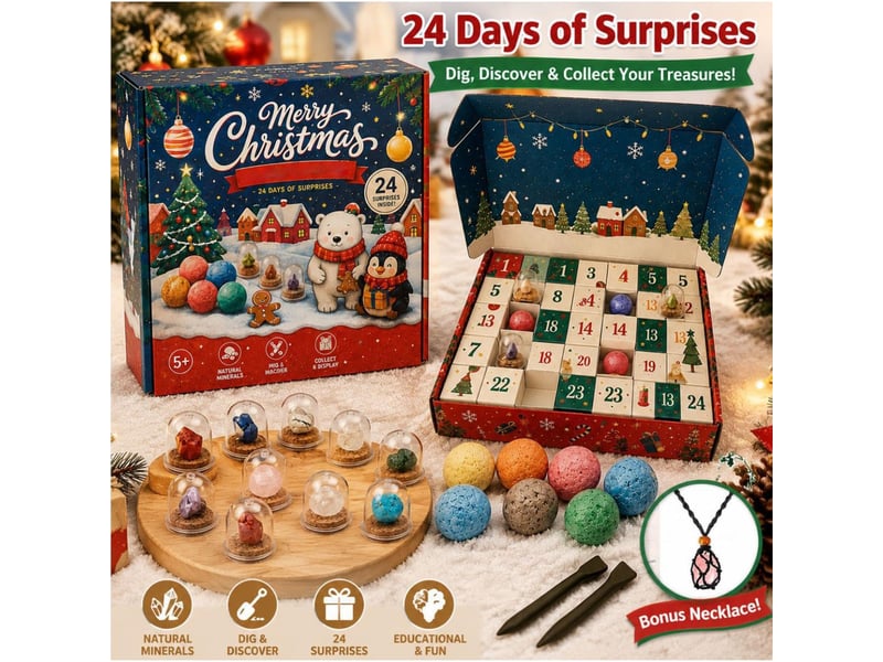  Calendrier de l'avent minéral 24 jours – cristaux et pierres, coffret collection  - Conforama C