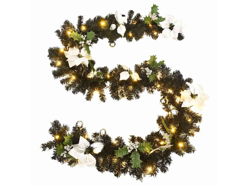 Guirlande de noël avec lumières led noir 2,7 m pvc  - Conforama D