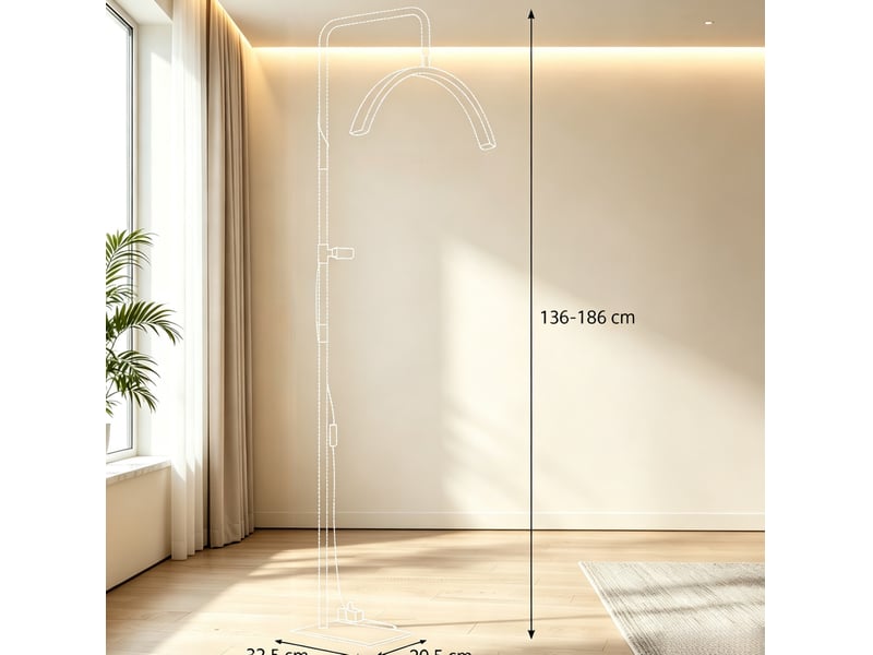  Lampadaire led 77,5 x 20,5 x 136-186 cm en acier et plastique dimmable noir chicfurn  - Conforama D