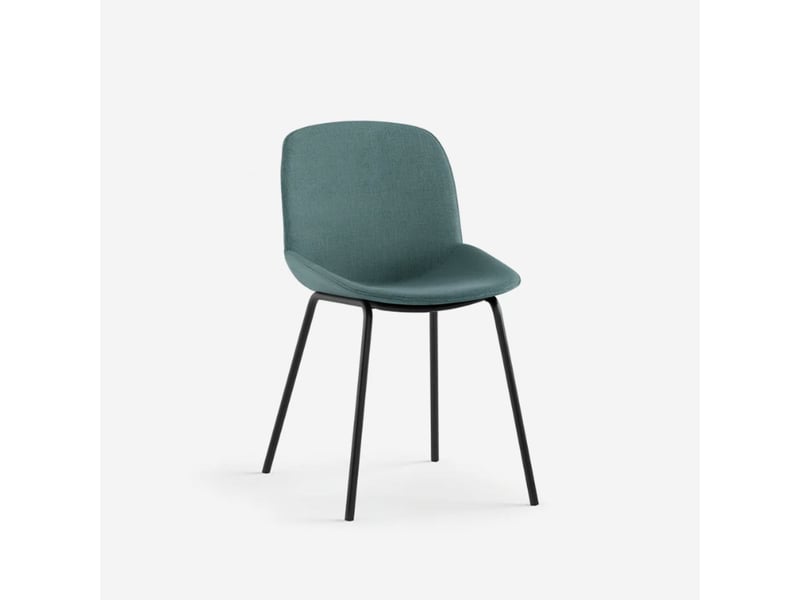 Lot de 4 chaises de salle à manger rembourrées en tissu adhara - turquoise  - Conforama C