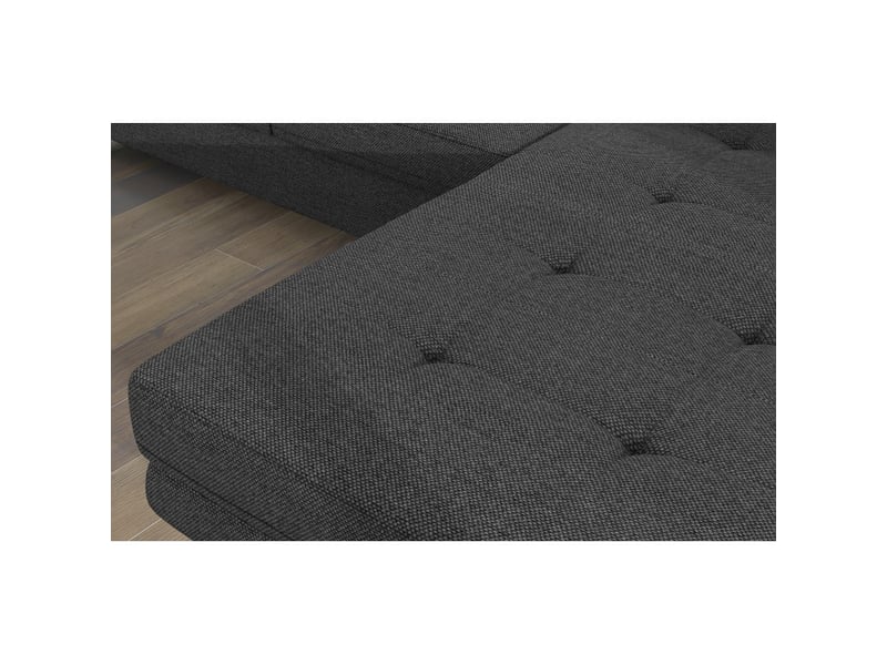 Canapé d'angle convertible amanda gris foncé en tissu structuré avec coffre - Conforama D