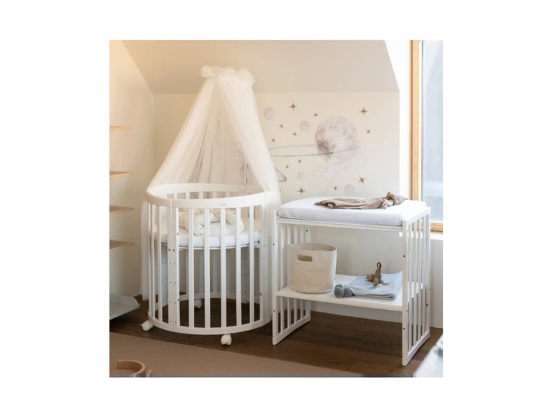 Lit bébé évolutif 7 en 1 ovale - blanc waldin OWAL-W - Conforama D