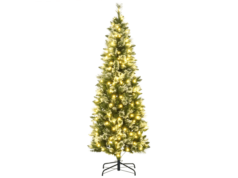  Sapin de noël enneigé de 180 cm avec 240 lumières led, 618 branches et base en acier  - Conforama A