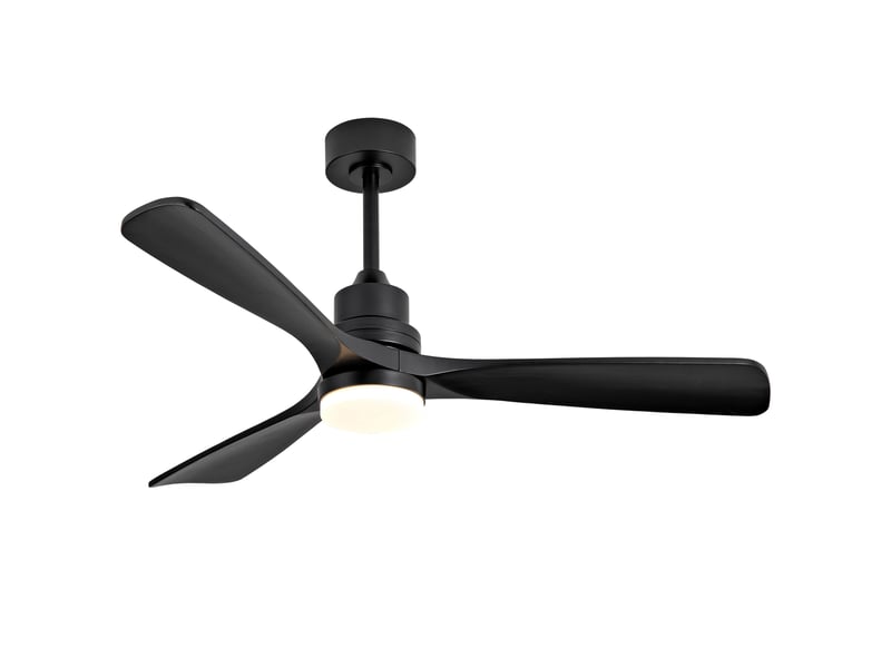  Ventilateur de plafond 52 pouces en bois massif avec éclairage led, télécommande, 3 cct dimmable, 6 vitesses, rotation avantarrière  - Conforama D