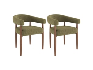 Chaise en chenille coloris olive, lot de deux pour salle à manger, avec design moderne, assise moelleuse et dossier ergonomique pour un confort optimal