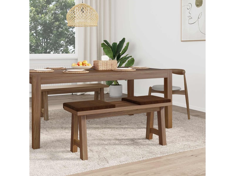  Lot de 2 coussins de banc, coussins d'assise, coussins pour chaisecanapé tissu en suède synthétique marron cf52505  - Conforama C