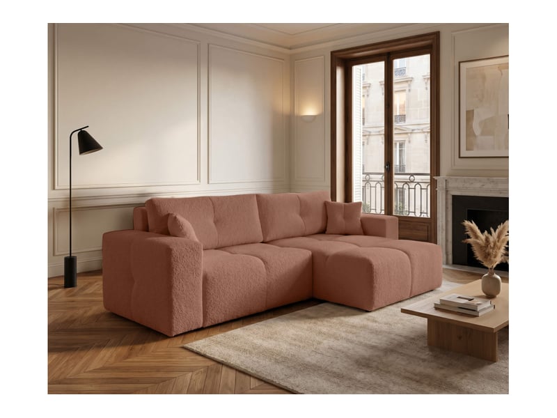  Celine - canapé d'angle convertible et réversible 4 places en bouclette  - Conforama B