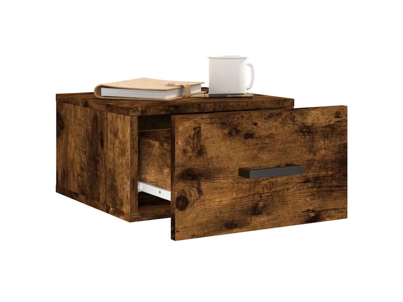  Lot de 2 table de chevet murales, table d'appoint chêne fumé 35x35x20 cm  - Conforama D