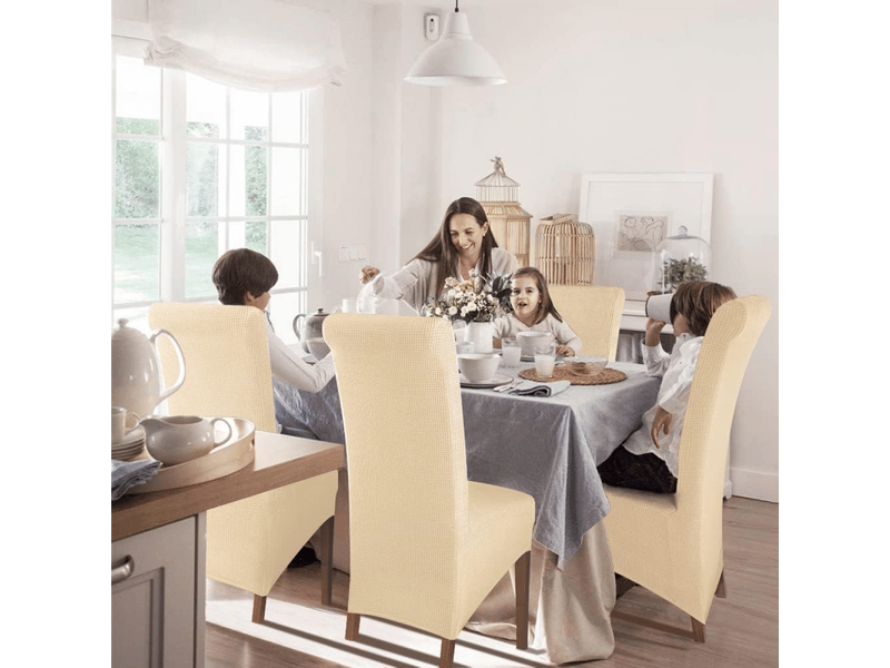  Housses de chaise paquet de 2, jacquard élastique, amovibles, lavables, universelles, adaptées aux mariages, cuisines et banquets - grande beige XLH-ZLS-009317ZLS - Conforama D
