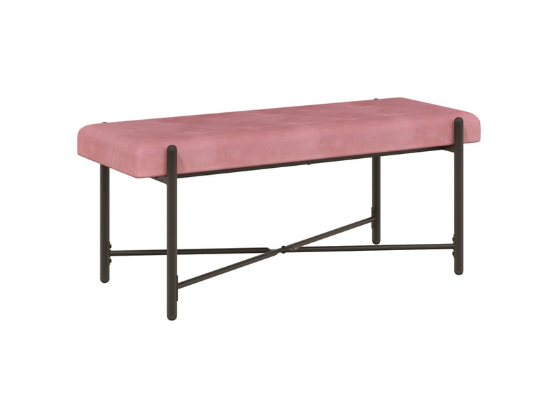  Banc chambre, banc de lit capitonné à boutons avec coussins rose 110x40x46 cm  - Conforama E
