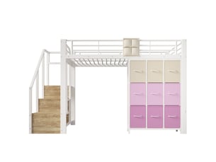 Lit mezzanine 140x200 cm <strong>ZOVIRA</strong>  <strong></strong> coloris blanc