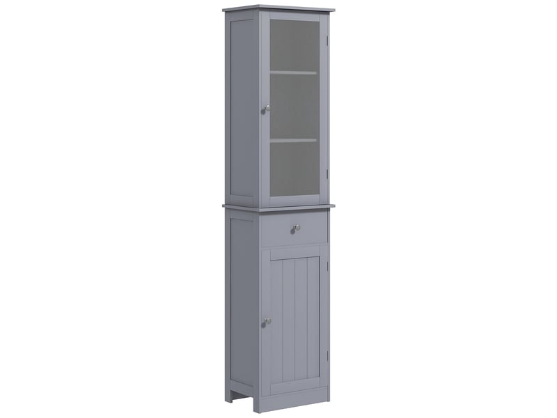  Colonne de salle de bain 2 portes 1 tiroir mdf gris 40 x 27 x 171,5 cm  - Conforama B