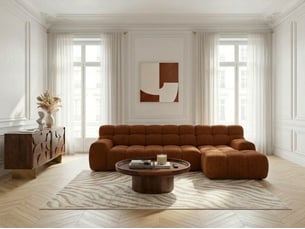 Canapé d'angle droit convertible <strong>BOBOCHIC</strong> <strong>ANDRE</strong> 3 places Tissu Orange