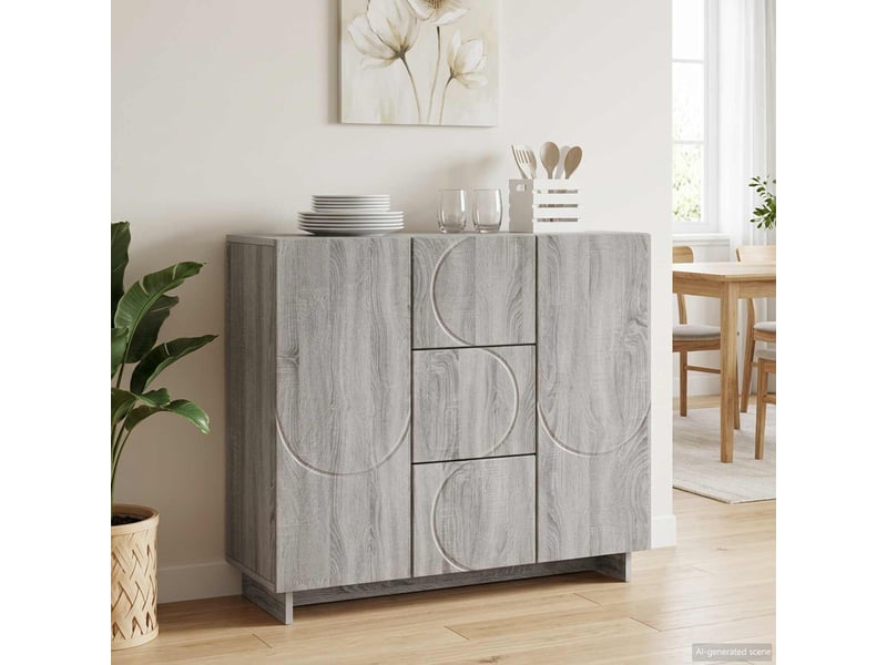  Buffet - bahut - meuble de rangement sonoma gris 85,5 x 31 x 75 cm bois d'ingénierie  - Conforama B