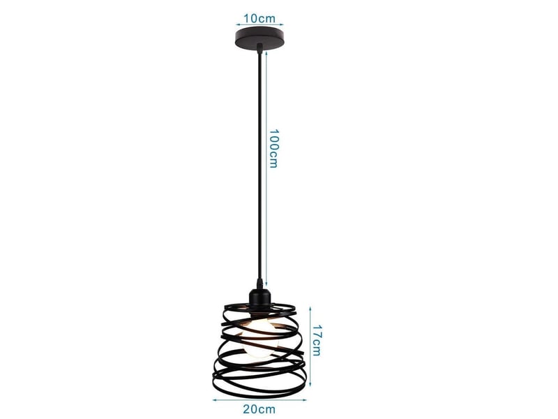  Lot de 2 suspensions luminaires moderne créatif lustre de design à spirale e27 20cm noir  - Conforama B