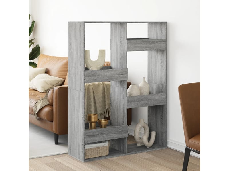  Cloison bibliothèque, meuble de rangement sonoma gris 100x33x135 cm bois ingénierie  - Conforama C