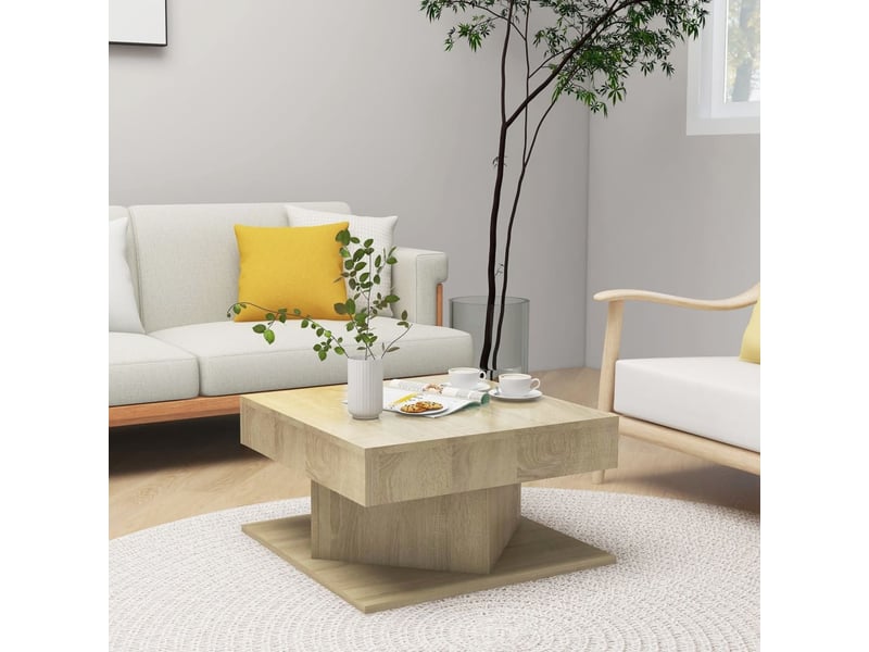  Table basse | table de salon chêne sonoma 57x57x30 cm bois d’ingénierie  - Conforama B