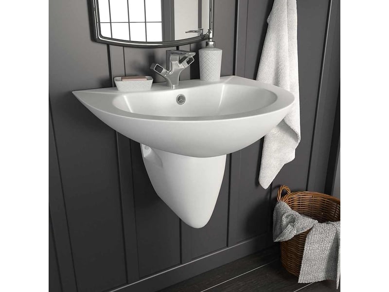 Lavabo de bain mural blanc 52 x 45 x 49 cm céramique émaillée cf65635 - Conforama B