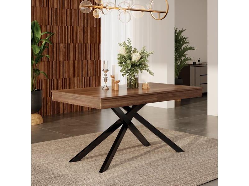 Table à manger extensible rectangulaire noyer, 140180 x 80 cm, 6–8 places - Conforama B