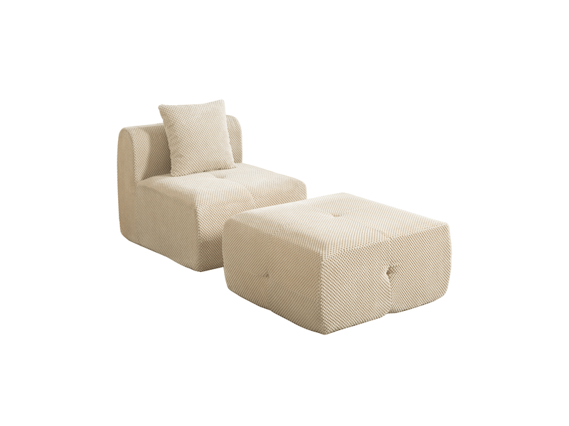  Canapé modulable 1 place en chenille kaki clair, 77 x 157 x 75 cm, sans montage, livré compressé, base antidérapante, coussins inclus, pour le salon CARDUME ESTIVAL - Conforama A