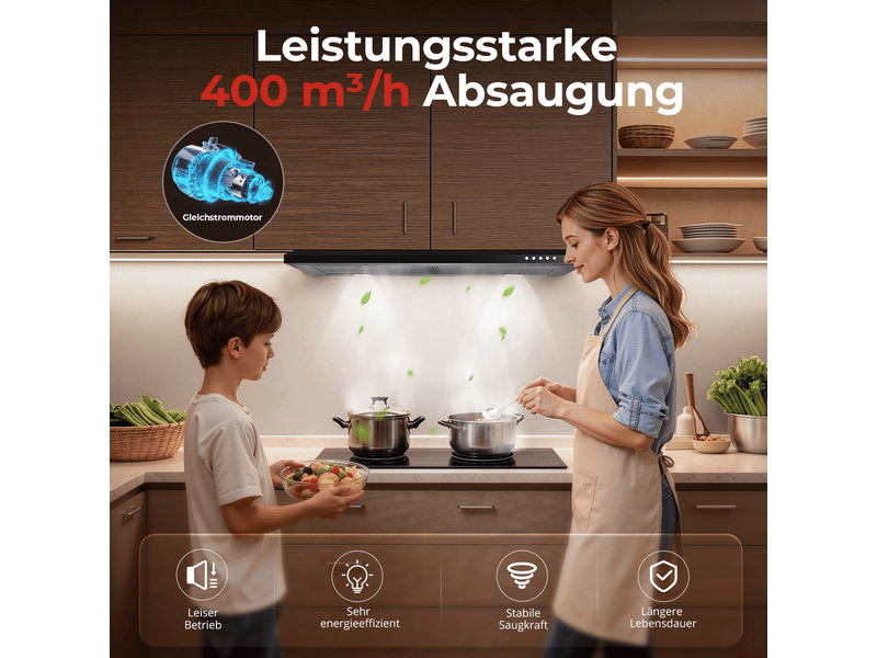 Hotte aspirante murale inox 60 cm, hotte de cuisine avec filtre à charbon, évacuation ou recyclage, éclairage led - Conforama R