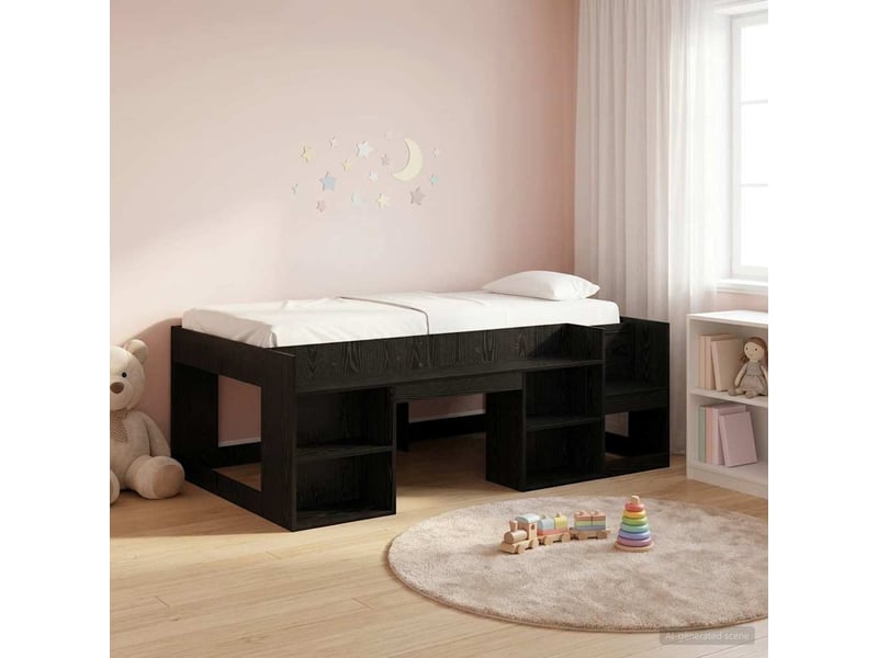  Cadre de lit pour enfants - lit jeune avec rangement chêne noir 80 x 200 cm  - Conforama B