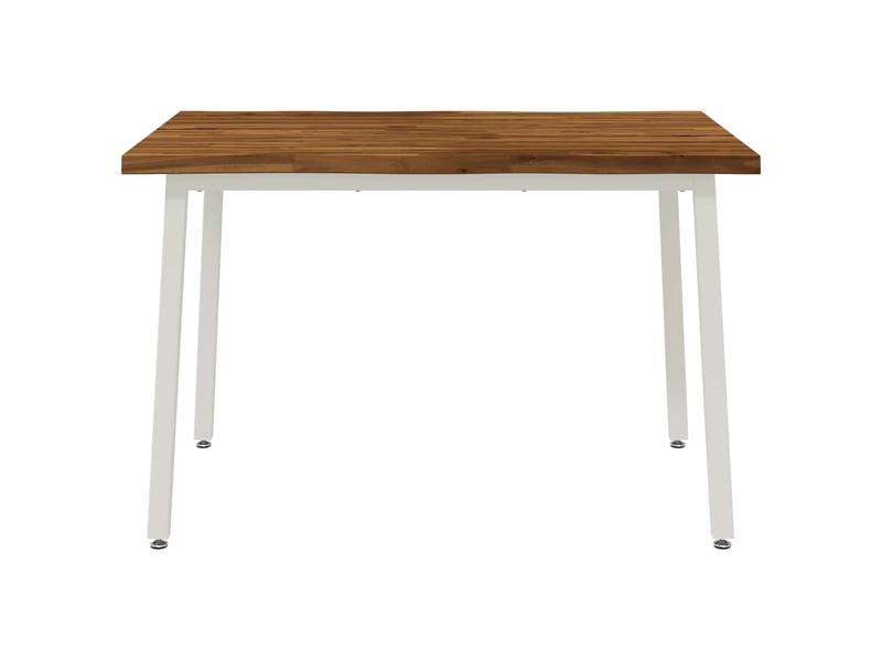  Table à manger moderne 120x80x75 cm bois d'acacia massif naturel et blanc shl96776  - Conforama D