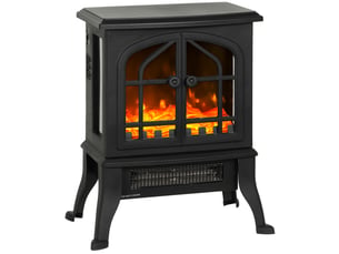 Cheminée électrique sur pied noire, effet flamme 3d, chauffage 9001800 w pour 15 à 30 m²