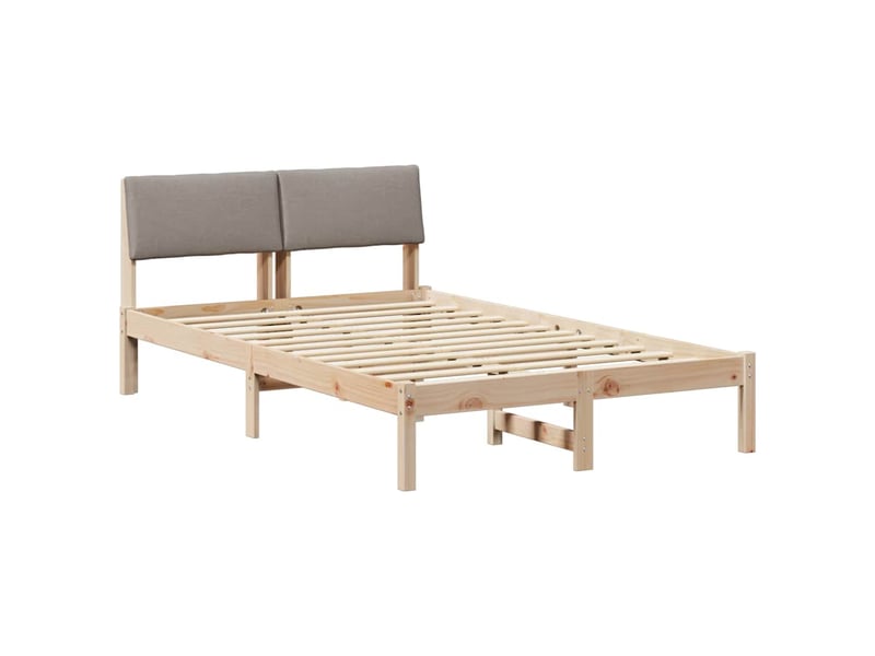  Lit double- lit adulte -  cadre de lit marron et taupe 120 x 190 cm bois massif en pin  - Conforama A