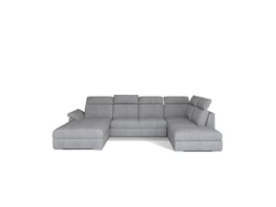 Canapé panoramique convertible majesta 5 places gris chiné – angle gauche