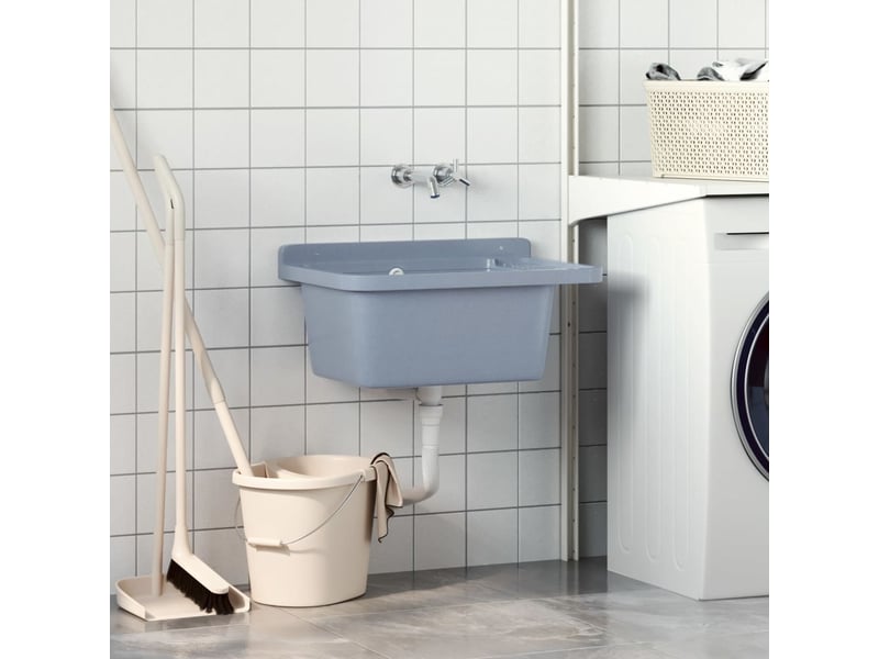  Lavabo pour montage murale gris 60x40x28 cm résine cf65684  - Conforama C