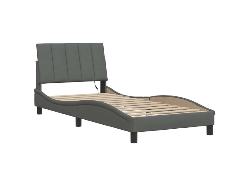  Lit simple- lit adulte -  cadre de lit sans matelas hanko gris foncé 90x190 cm tissu  - Conforama B