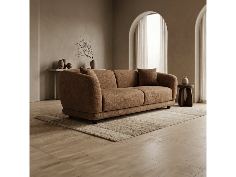  Canapé 3 places en tissu taupe foncé  - Conforama C