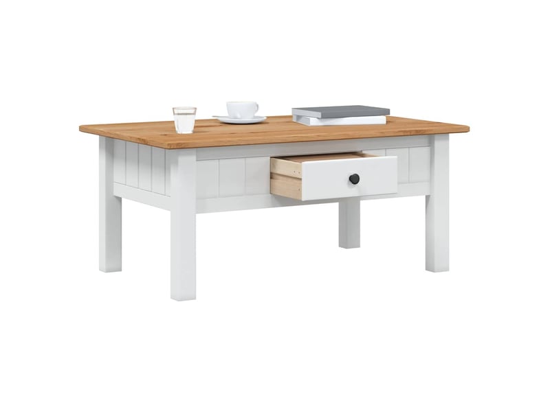  Table basse rectangulaire | table de salon blanc 100x60x43,5 cm pin massif assortiment panama  - Conforama C
