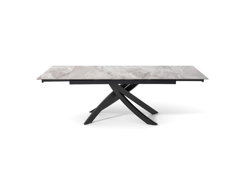 Table extensible 180 à 260 cm céramique gris marbré laqué pied entrecroisé - dakota 11 - Conforama B